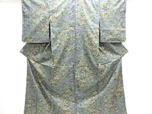 樹木風景模様織り出し本場泥大島紬着物(5マルキ)